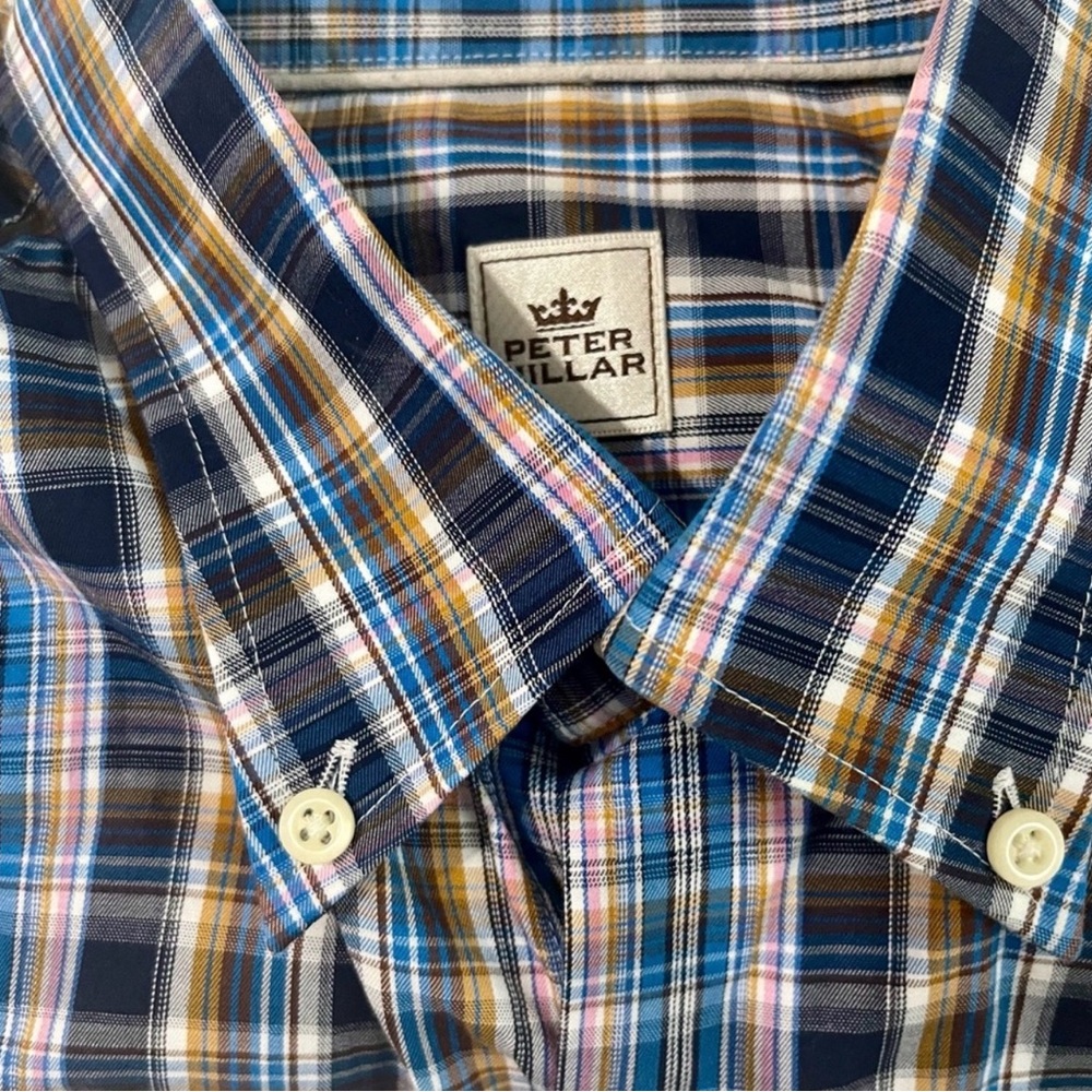 Peter Millar Plaid Button Down Shirt | Multicolor | Size Medium